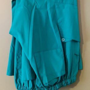 Turquoise wonder wink 123 scrub pants drawstring